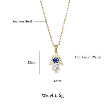 Simple Style Commute Devil's Eye Stainless Steel Plating Inlay Rhinestones 18k Gold Plated Pendant Necklace