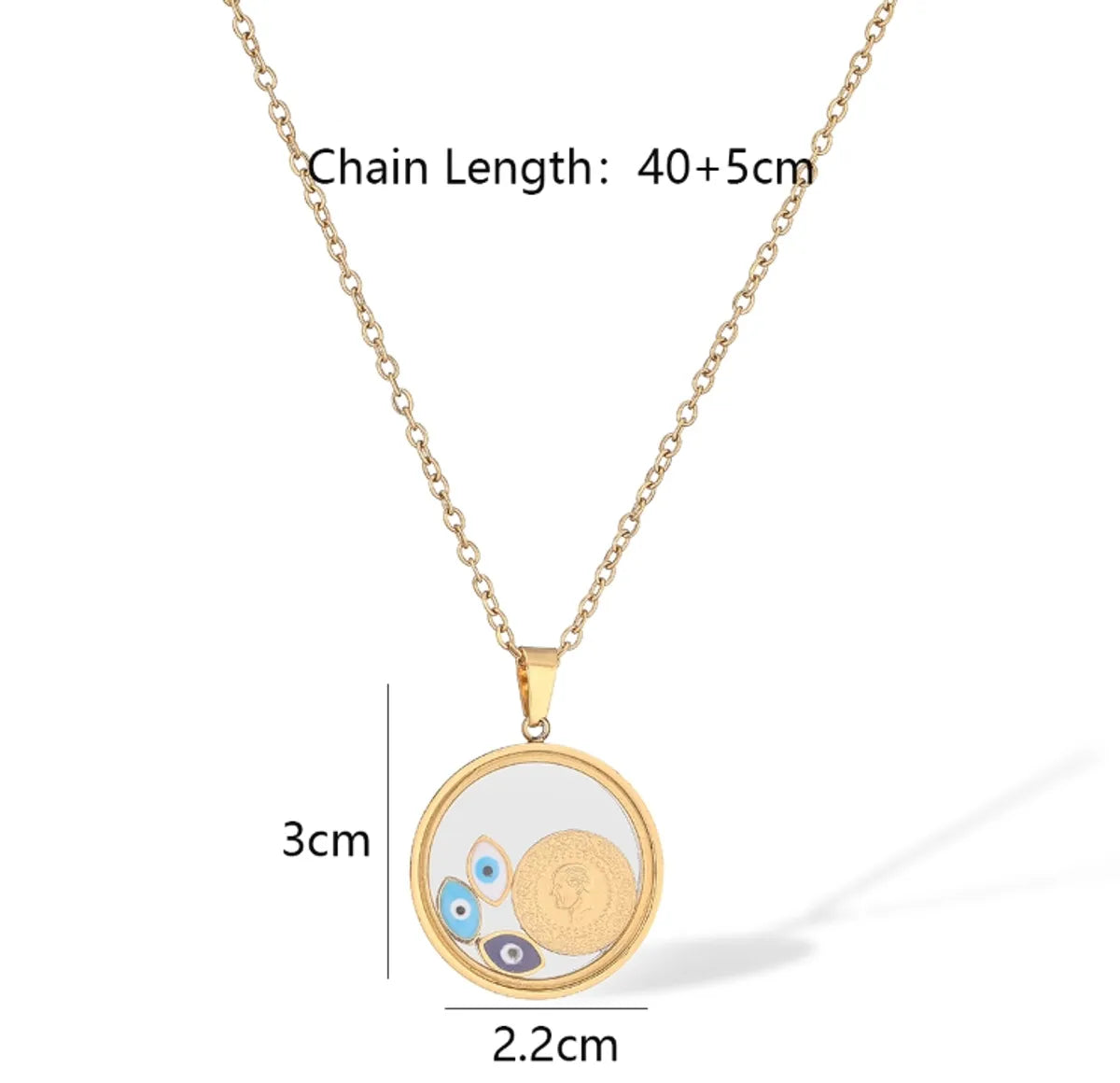 Simple Style Commute Devil's Eye Titanium Steel Plating 18k Gold Plated Pendant Necklace