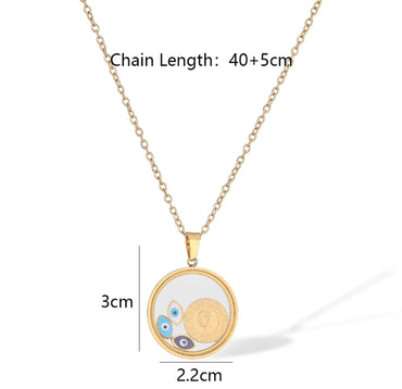 Simple Style Commute Devil's Eye Titanium Steel Plating 18k Gold Plated Pendant Necklace