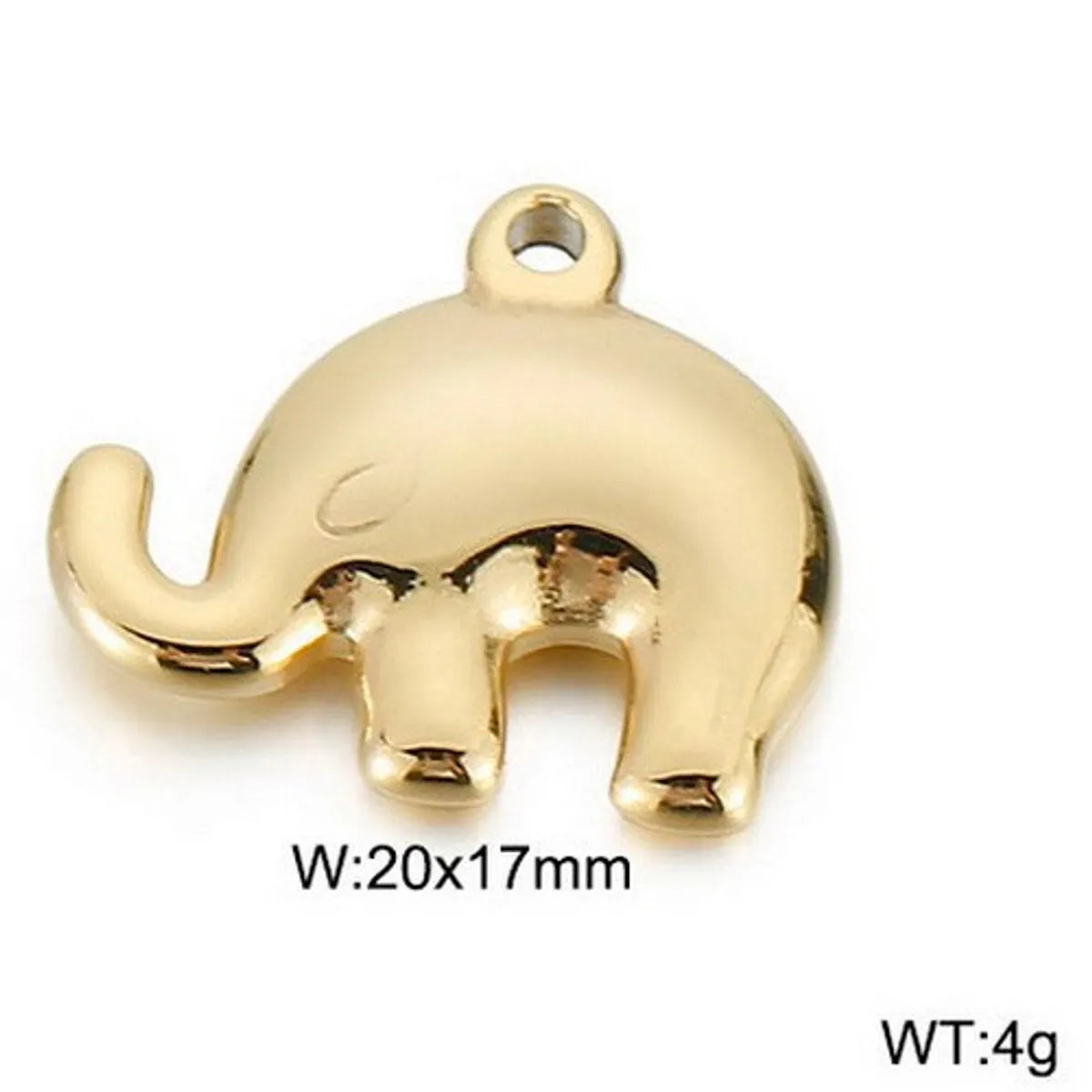 1 Piece Stainless Steel 18K Gold Plated Animal Elephant Pendant