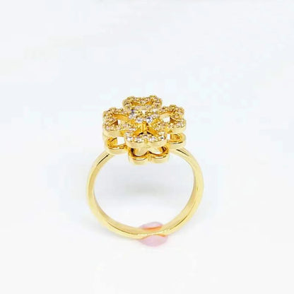 Simple Style Commute Flower Copper Zircon Rings In Bulk