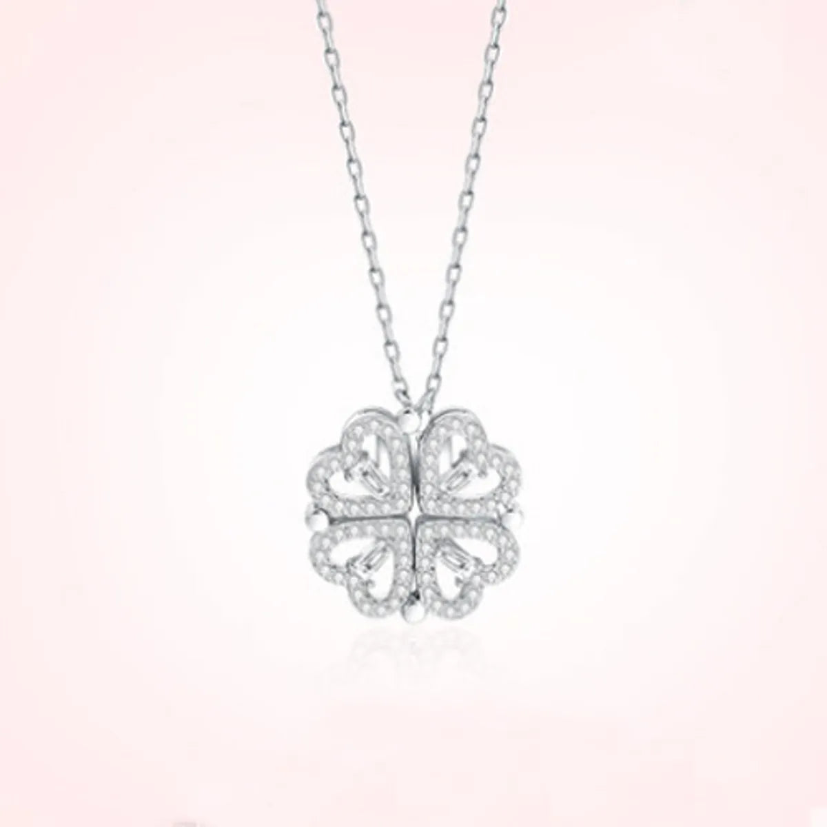 Simple Style Commute Four Leaf Clover Heart Shape Alloy Iron Plating Hollow Out Inlay Rhinestones Gold Plated Silver Plated Women's Necklace