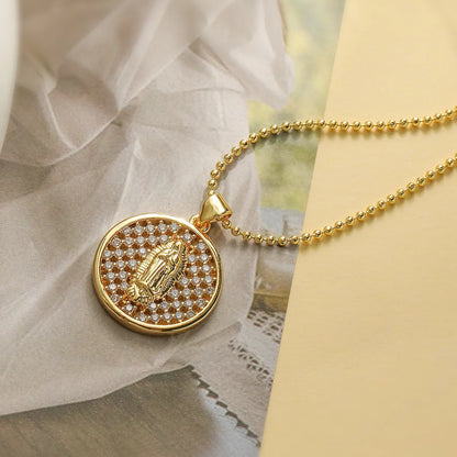 Simple Style Commute Geometric Copper 18k Gold Plated Zircon Pendant Necklace In Bulk