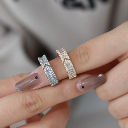 Simple Style Commute Geometric Copper Plating Inlay Zircon White Gold Plated Gold Plated Open Rings