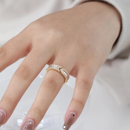 Simple Style Commute Geometric Copper Plating Inlay Zircon White Gold Plated Gold Plated Open Rings