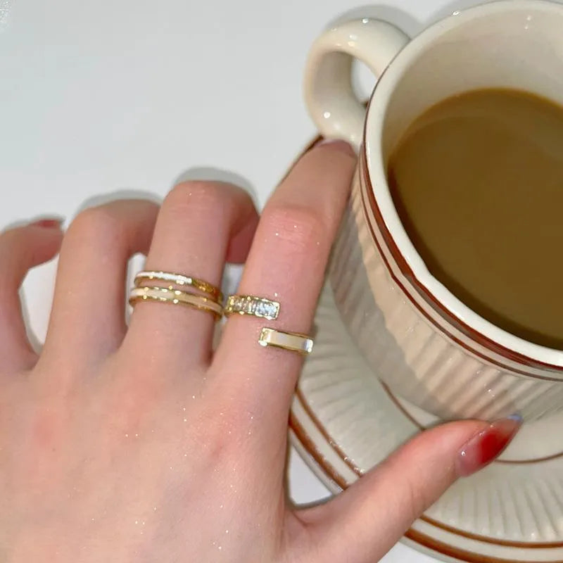 Simple Style Commute Geometric Copper Zircon Rings In Bulk