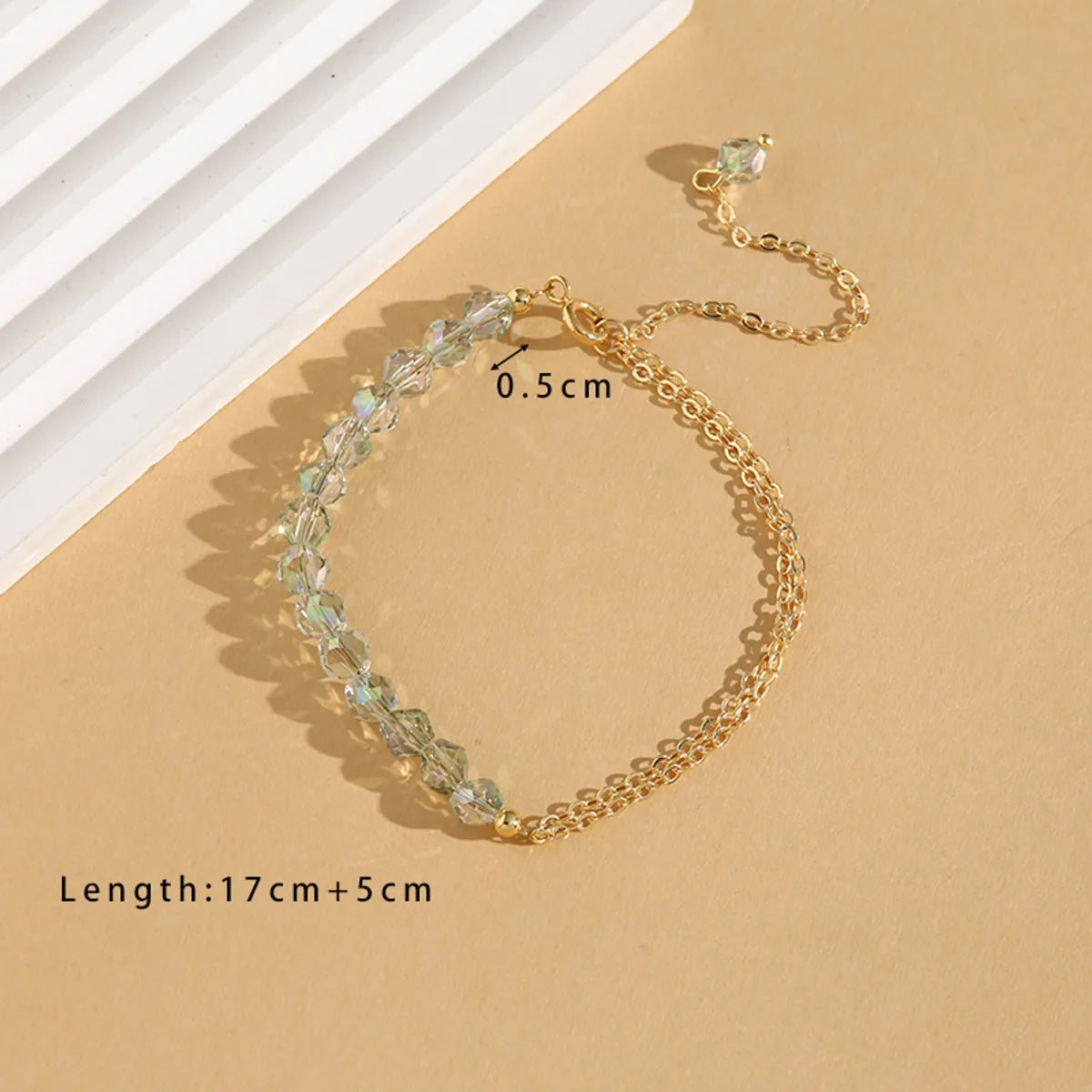 Simple Style Commute Geometric Crystal Copper Beaded 18K Gold Plated Women's Bracelets