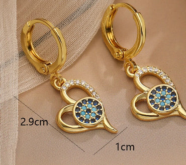 Simple Style Commute Geometric Devil'S Eye Copper 18k Gold Plated Zircon Jewelry Set In Bulk