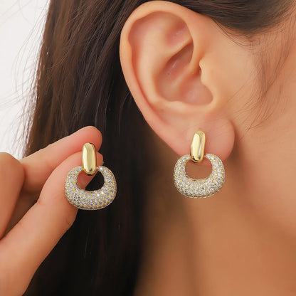 Simple Style Commute Geometric Plating Inlay Copper Rhinestones Drop Earrings