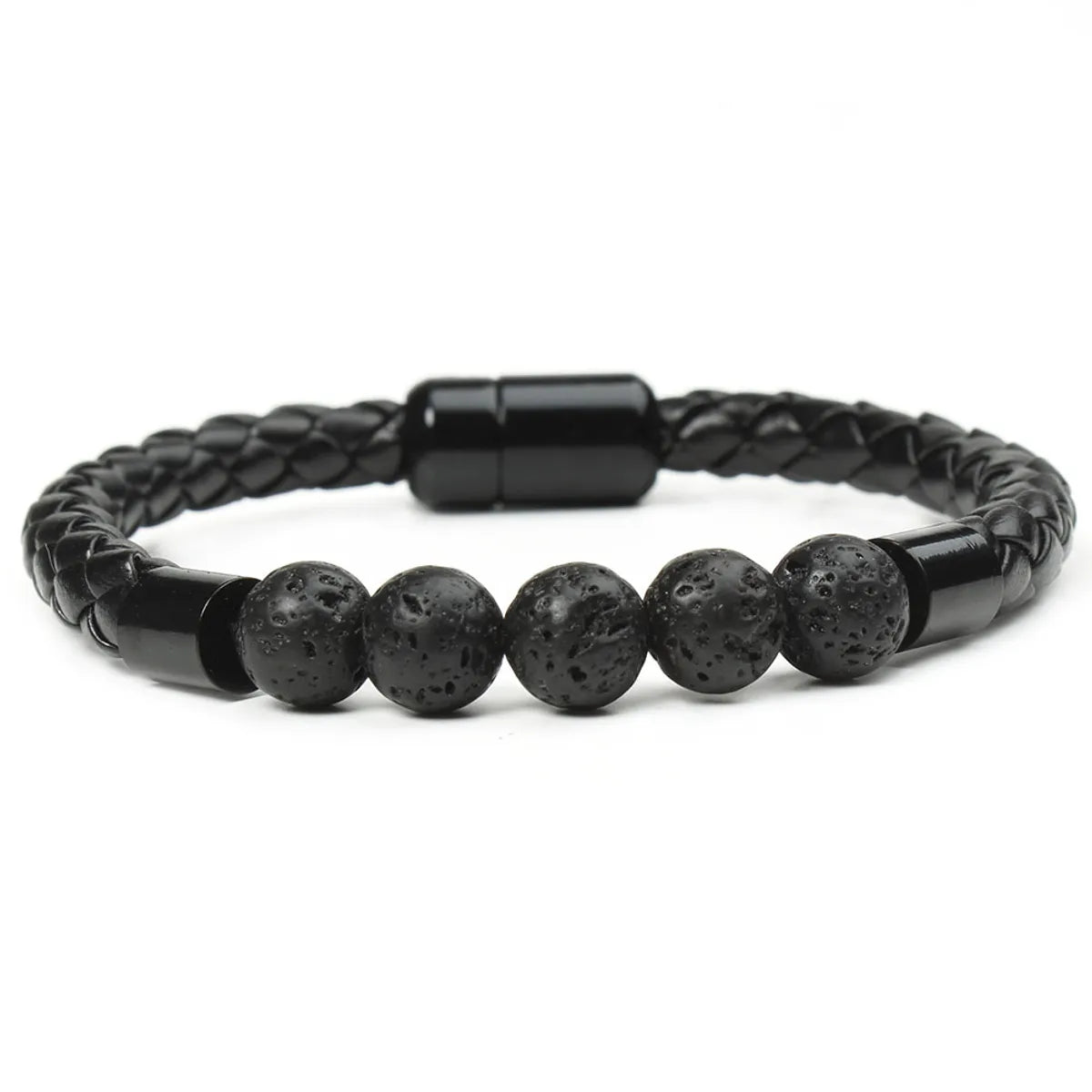 Simple Style Commute Geometric Pu Leather Stone Beaded Braid Unisex Bracelets