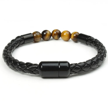 Simple Style Commute Geometric Pu Leather Stone Beaded Braid Unisex Bracelets