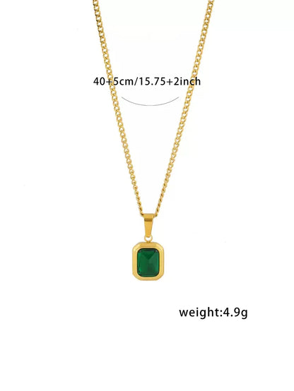 Simple Style Commute Geometric Stainless Steel Inlay Zircon Pendant Necklace