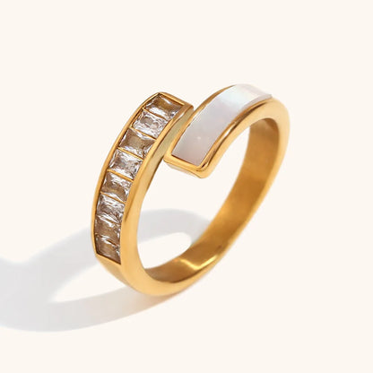 Simple Style Commute Geometric Stainless Steel Inlay Zircon Rings