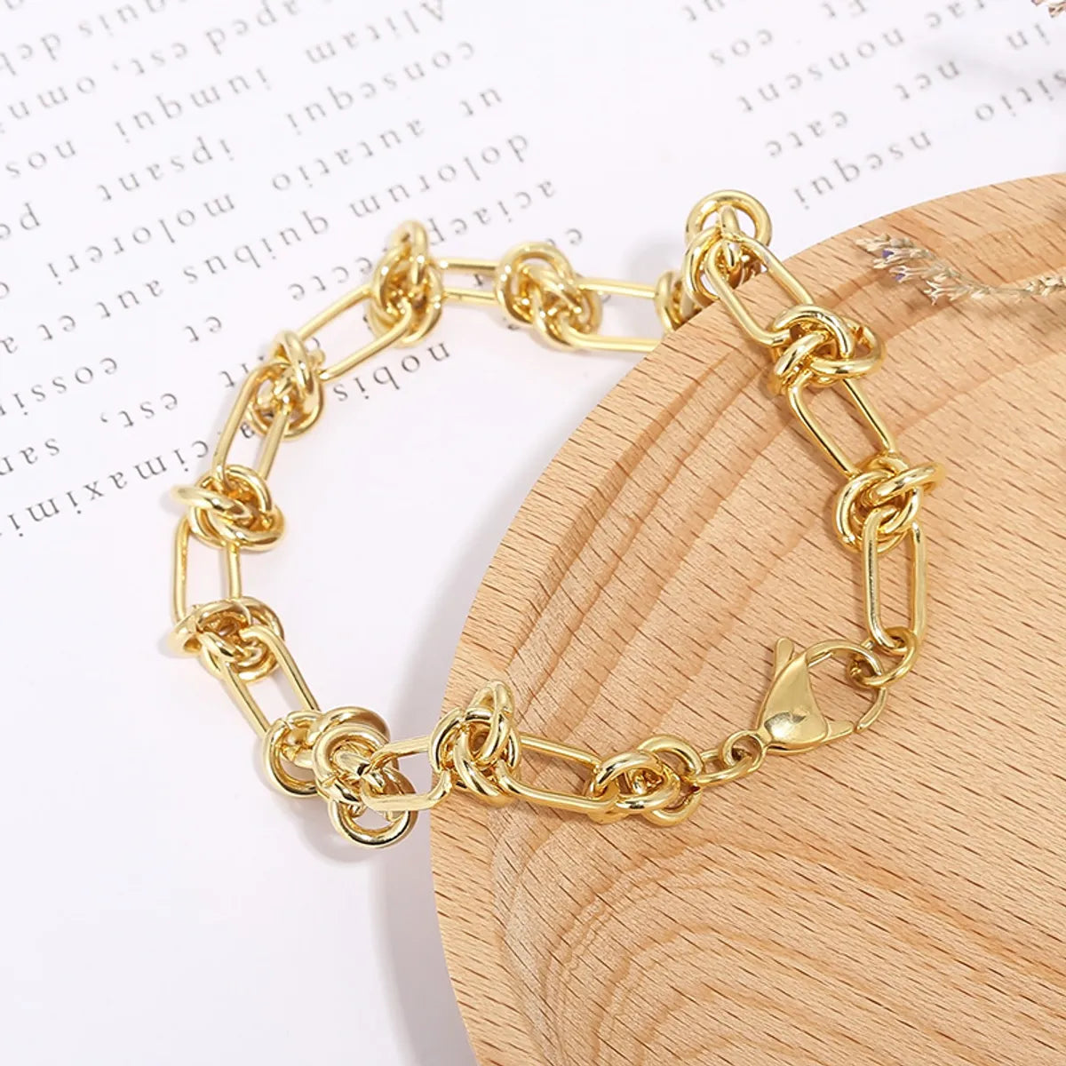 Simple Style Commute Geometric Stainless Steel Plating 18k Gold Plated Bracelets Necklace