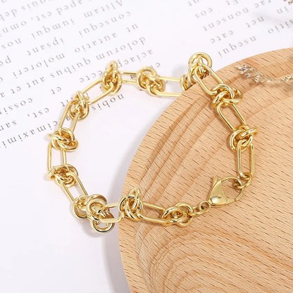 Simple Style Commute Geometric Stainless Steel Plating 18k Gold Plated Bracelets Necklace