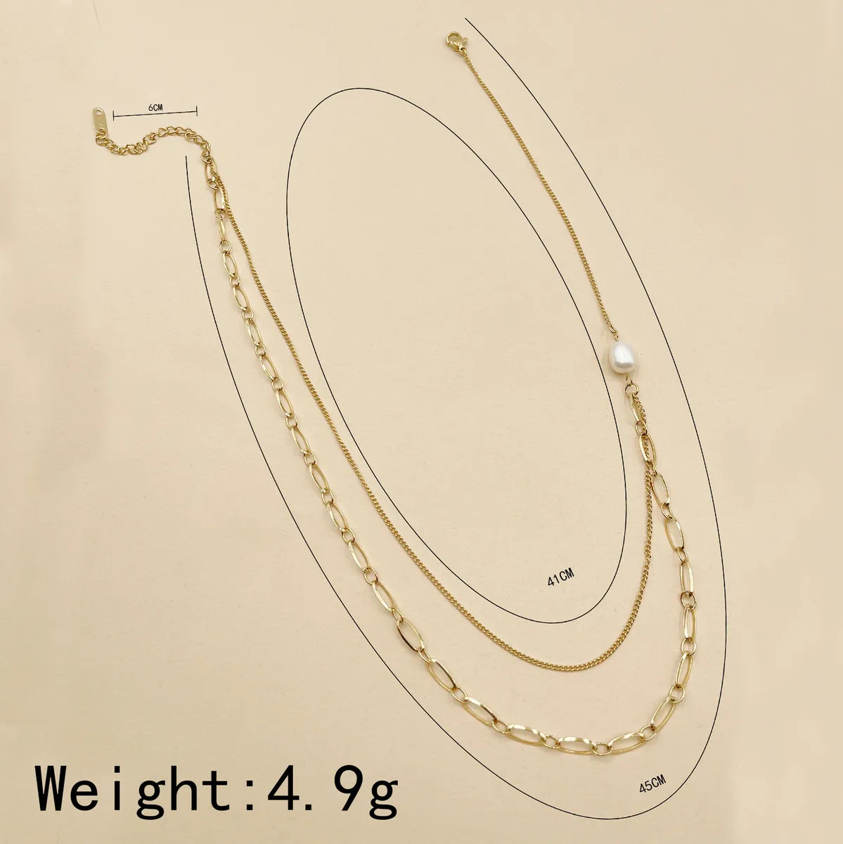 Simple Style Commute Geometric Stainless Steel Plating Gold Plated Double Layer Necklaces