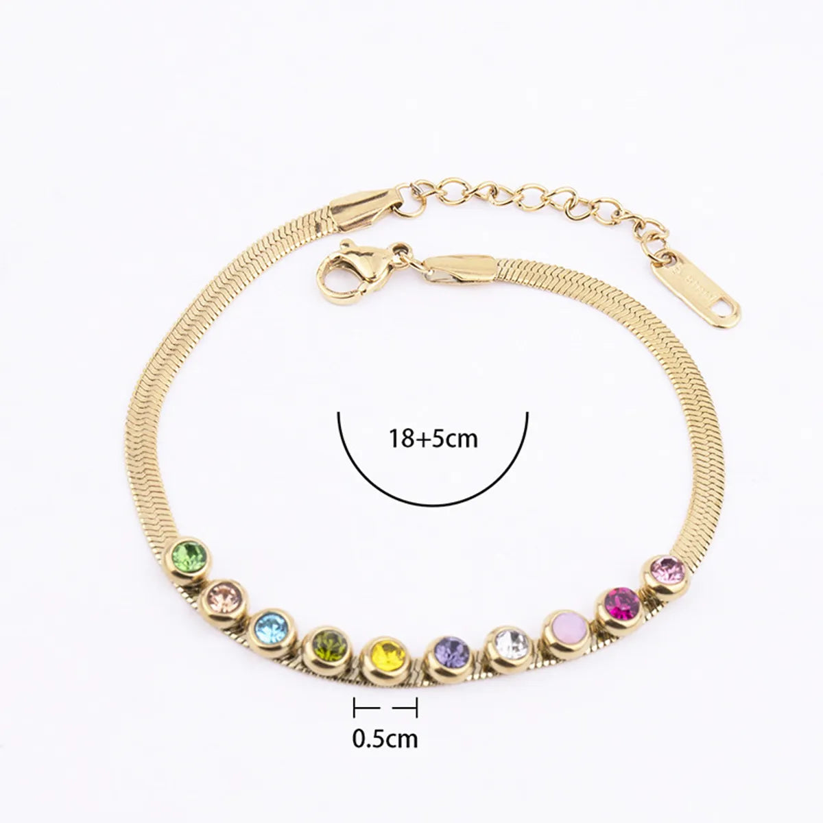 Simple Style Commute Geometric Titanium Steel Plating Inlay Zircon Bracelets