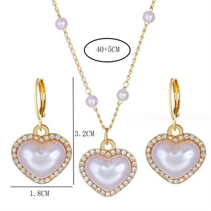 Simple Style Commute Heart Shape Alloy Inlay Pearl Women'S Jewelry Set