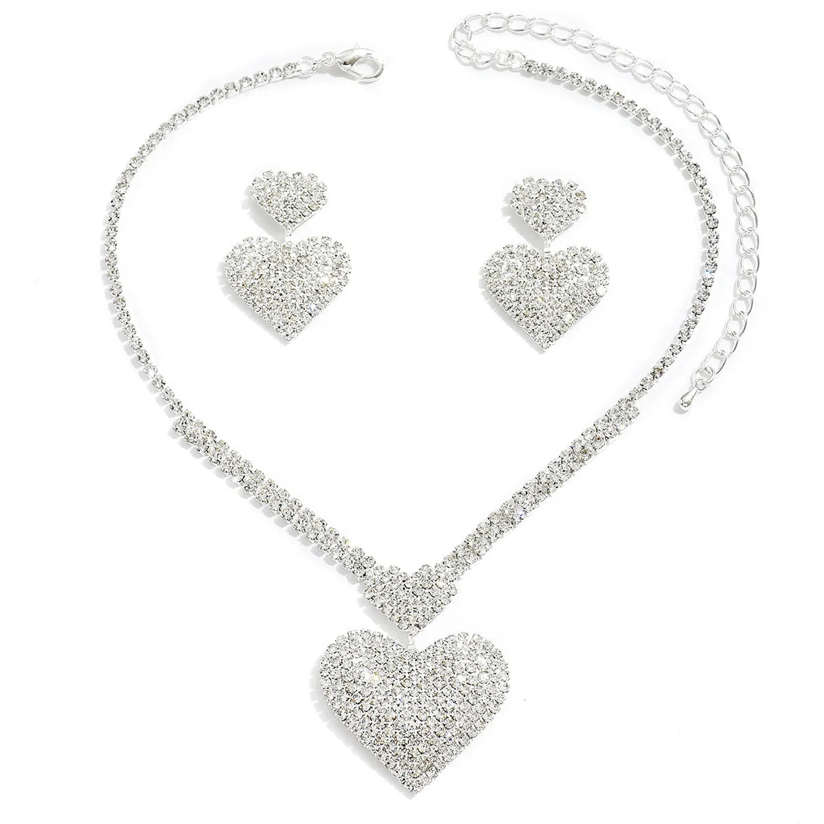 Simple Style Commute Heart Shape Alloy Inlay Rhinestones Women's Jewelry Set