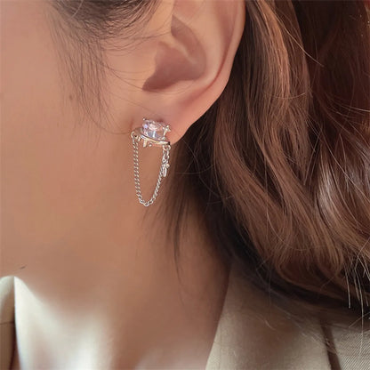 Simple Style Commute Heart Shape Alloy Inlay Zircon Women's Earrings