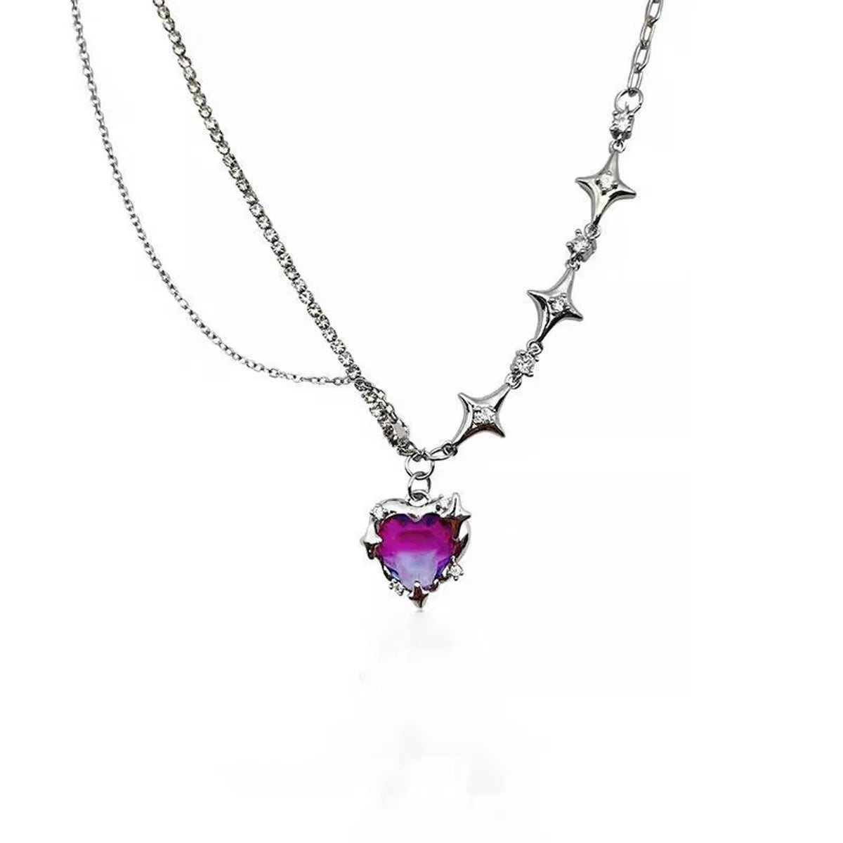 Simple Style Commute Heart Shape Alloy Inlay Zircon Women's Pendant Necklace