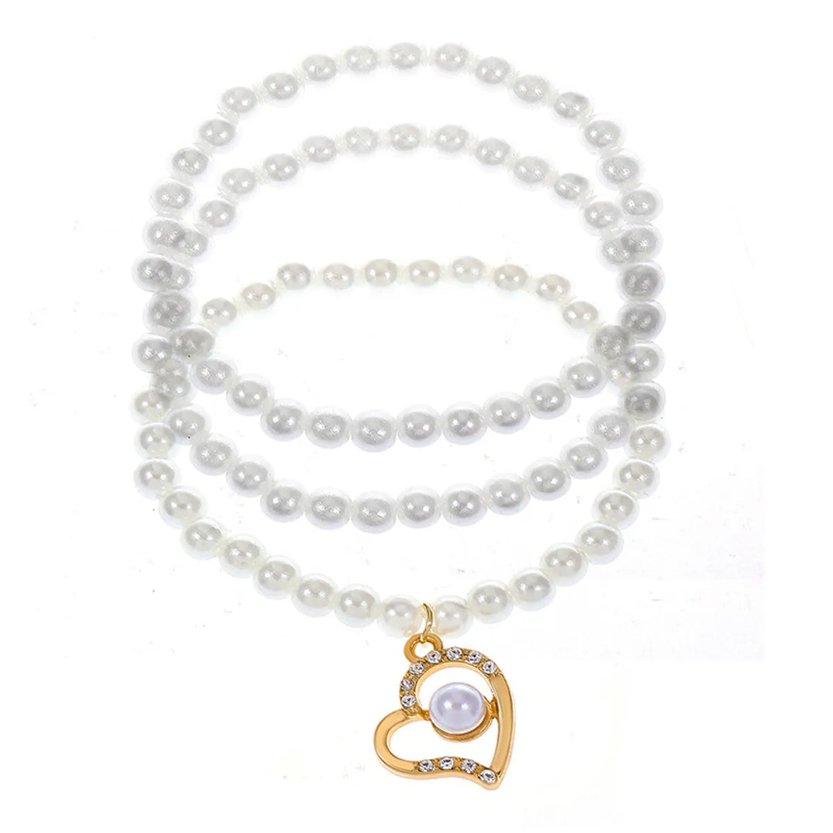 Simple Style Commute Heart Shape Artificial Pearl Alloy Beaded Inlay Zircon Women's Bracelets