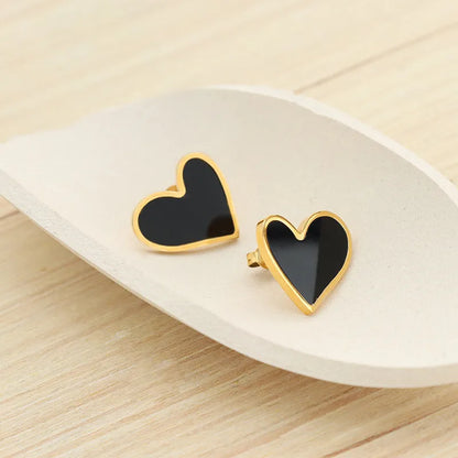 Simple Style Commute Heart Shape Arylic Titanium Steel 18K Gold Plated Women'S Earrings