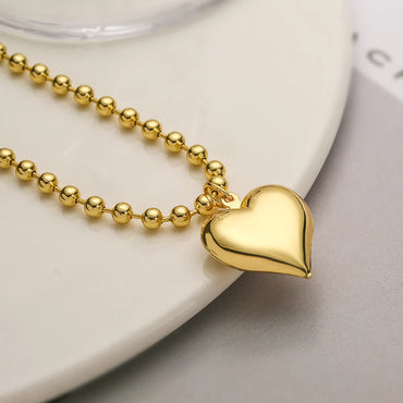 Simple Style Commute Heart Shape Copper Plating 18k Gold Plated Pendant Necklace