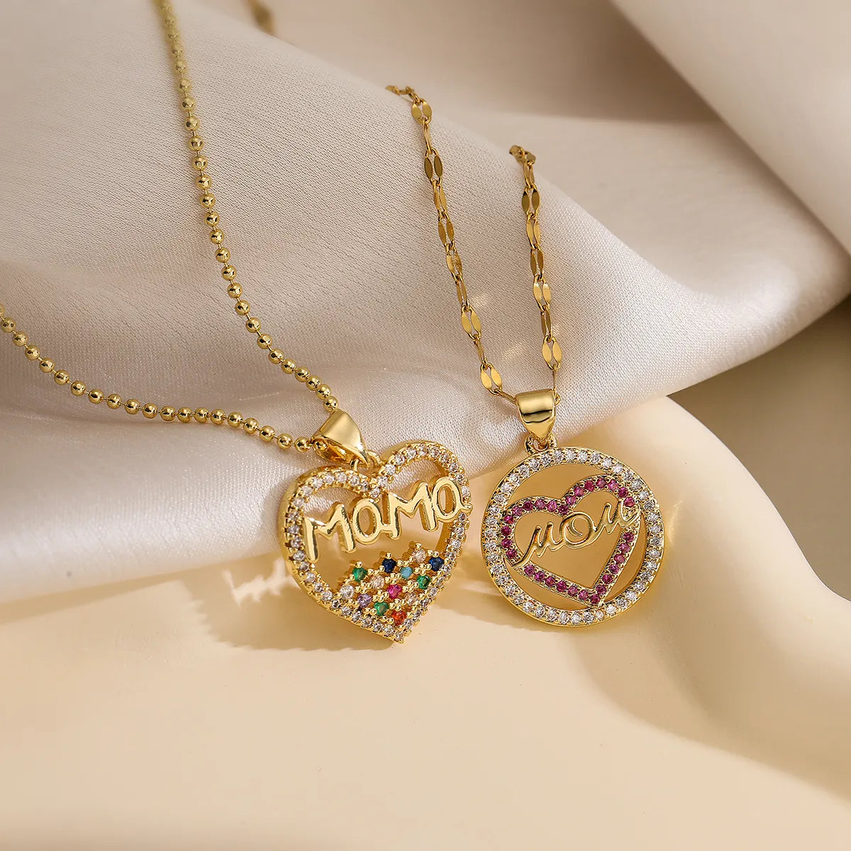 Simple Style Commute Heart Shape Copper Plating Inlay Zircon 18k Gold Plated Pendant Necklace