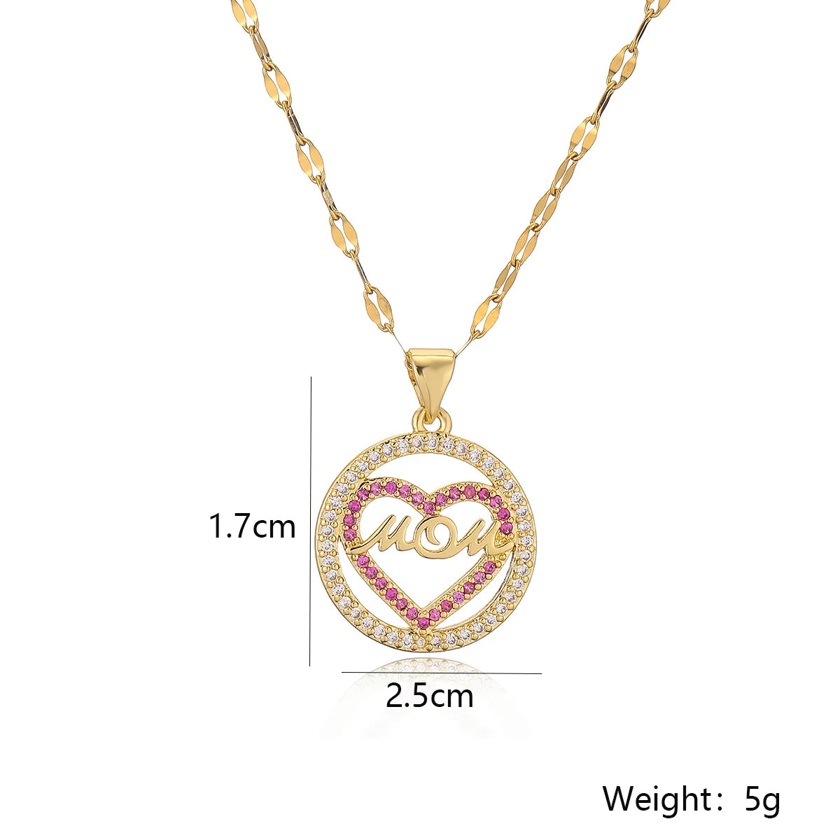 Simple Style Commute Heart Shape Copper Plating Inlay Zircon 18k Gold Plated Pendant Necklace