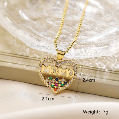 Simple Style Commute Heart Shape Copper Plating Inlay Zircon 18k Gold Plated Pendant Necklace