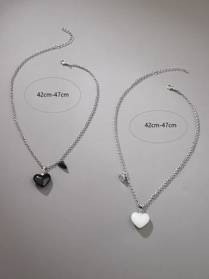 Simple Style Commute Heart Shape Gem Chain Unisex Necklace