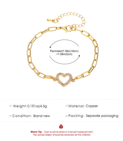 Simple Style Commute Heart Shape Gold Plated Alloy Wholesale Bracelets