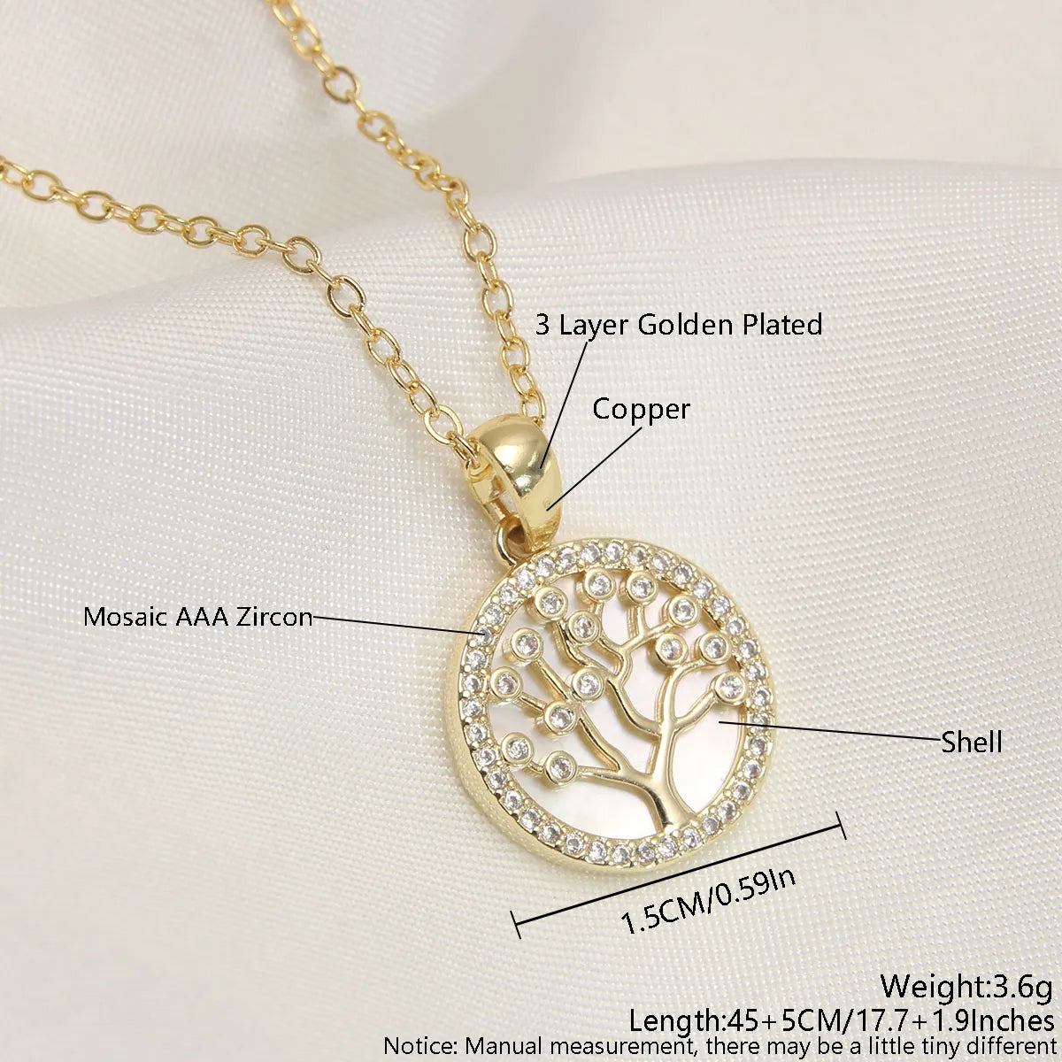 Simple Style Commute Heart Shape Life Tree Eye 18K Gold Plated Shell 304 Stainless Steel Shell Wholesale Pendant Necklace