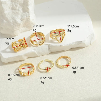 Simple Style Commute Heart Shape Solid Color Copper Plating 14k Gold Plated Open Rings