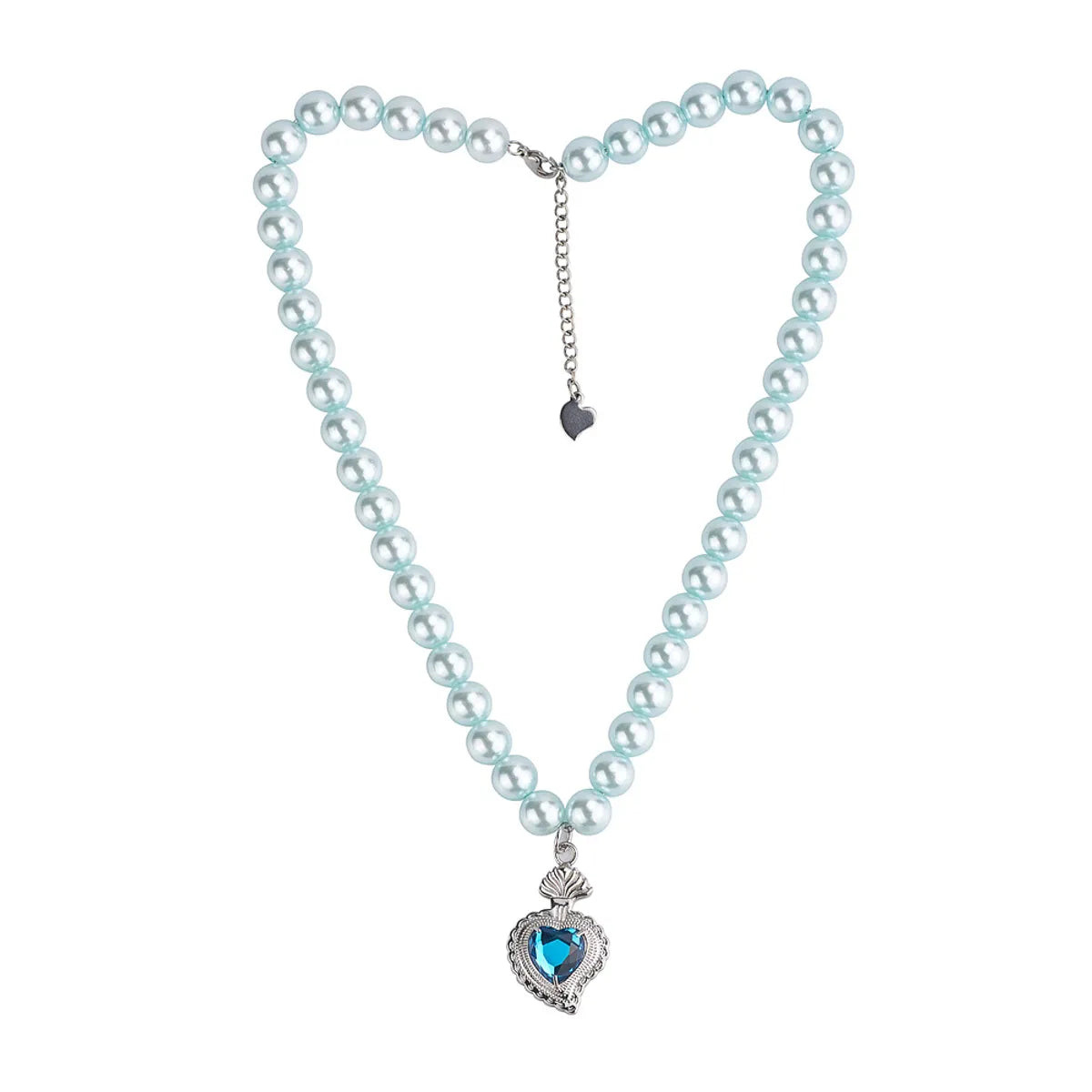 Simple Style Commute Heart Shape Stainless Steel Imitation Pearl Beaded Pendant Necklace