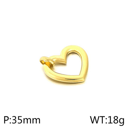 1 Piece Stainless Steel Rhinestones 18K Gold Plated Heart Shape