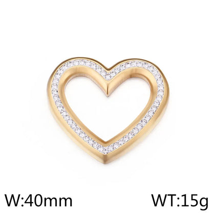 Stainless Steel Zircon 18K Gold Plated Heart Shape