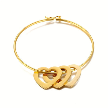 Simple Style Commute Heart Shape Stainless Steel Plating 18k Gold Plated Bangle