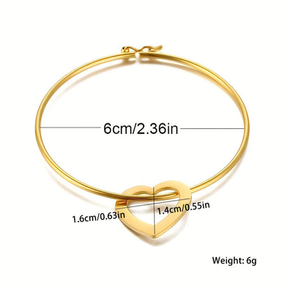 Simple Style Commute Heart Shape Stainless Steel Plating 18k Gold Plated Bangle