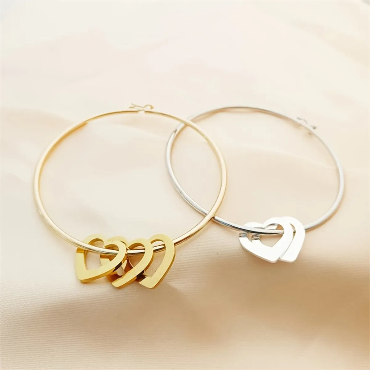 Simple Style Commute Heart Shape Stainless Steel Plating 18k Gold Plated Bangle