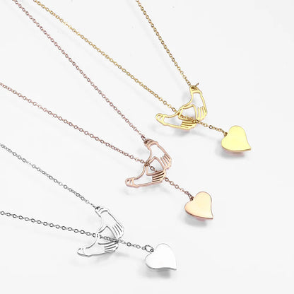 304 Stainless Steel 18K Gold Plated Simple Style Commute Plating Heart Shape Pendant Necklace