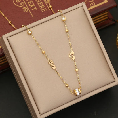 Simple Style Commute Heart Shape Stainless Steel Plating Inlay Zircon Pendant Necklace