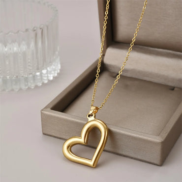 Simple Style Commute Heart Shape Stainless Steel Polishing Plating 18k Gold Plated Pendant Necklace