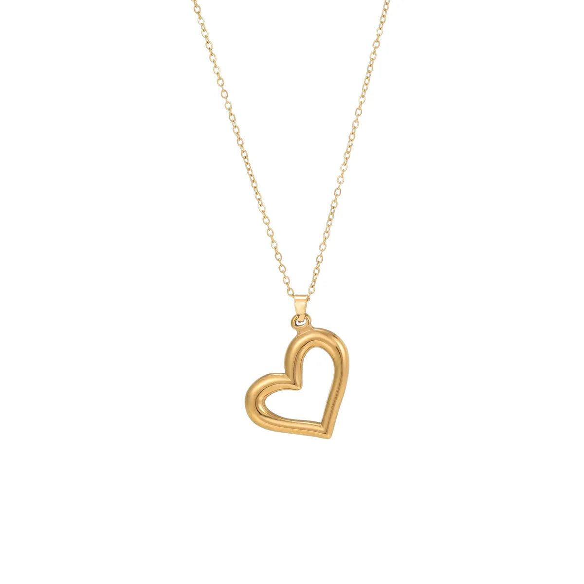 Simple Style Commute Heart Shape Stainless Steel Polishing Plating 18k Gold Plated Pendant Necklace