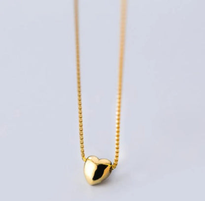 Simple Style Commute Heart Shape Sterling Silver Pendant Necklace