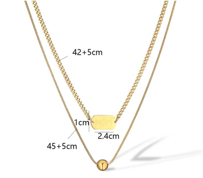 Simple Style Commute Heart Shape Titanium Steel Plating Inlay Shell 18k Gold Plated Layered Necklaces