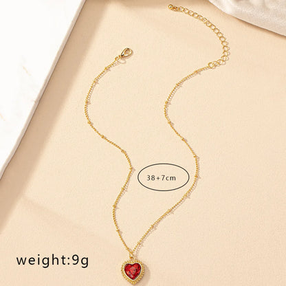 Simple Style Commute Heart Shape Zinc Alloy Inlay Gem Women's Pendant Necklace