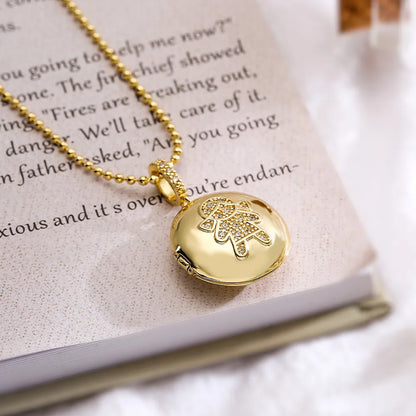 Simple Style Commute Human Round Copper Plating Inlay Zircon 18k Gold Plated Pendant Necklace