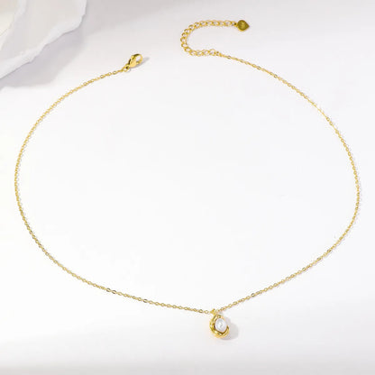 Simple Style Commute Irregular Stainless Steel Plating Inlay Pearl 18k Gold Plated Pendant Necklace